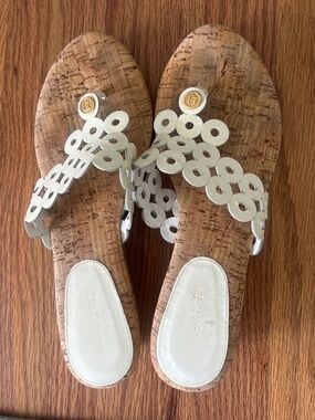 White Patent Wedge Sandals